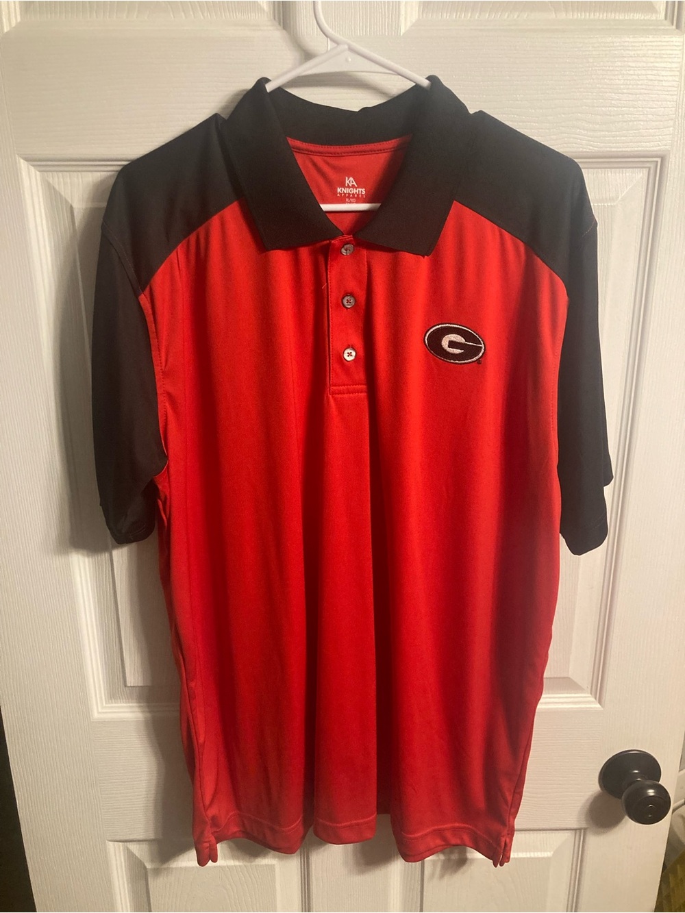 Knights Apparel Georgia Bulldogs Red and Black Polo with Embroidered Logo
